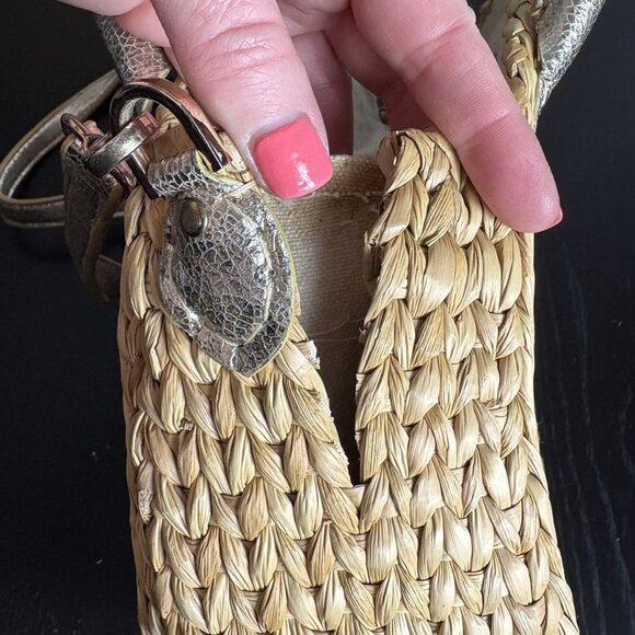 FLAWED, READ -- POOLSIDE Daisy Embroidery Maxine Straw Beach Tote Bag Purse - Picture 6 of 12